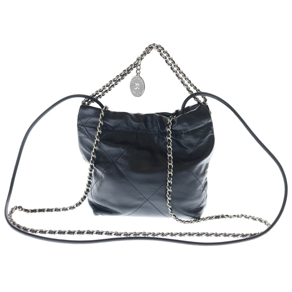 CHANEL(シャネル) 22 ミニ 2WAY チェーン カバン ショルダーバッグ レザー SV金具 AS3980 ブラック レディース