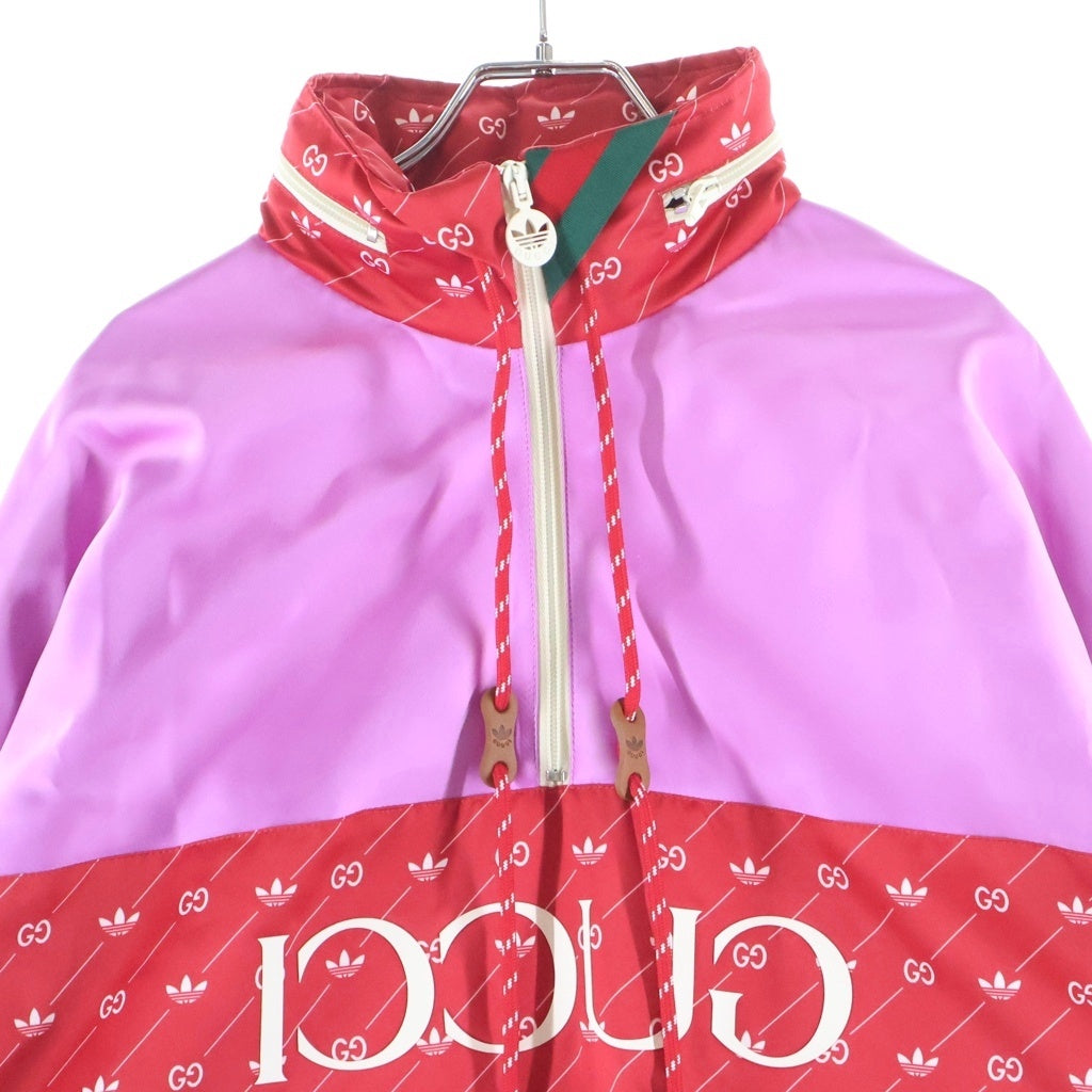GUCCI(グッチ) ×ADIDAS PULLOVER PARKA ロゴ 691429 ナイロンアノラックパーカー ピンク