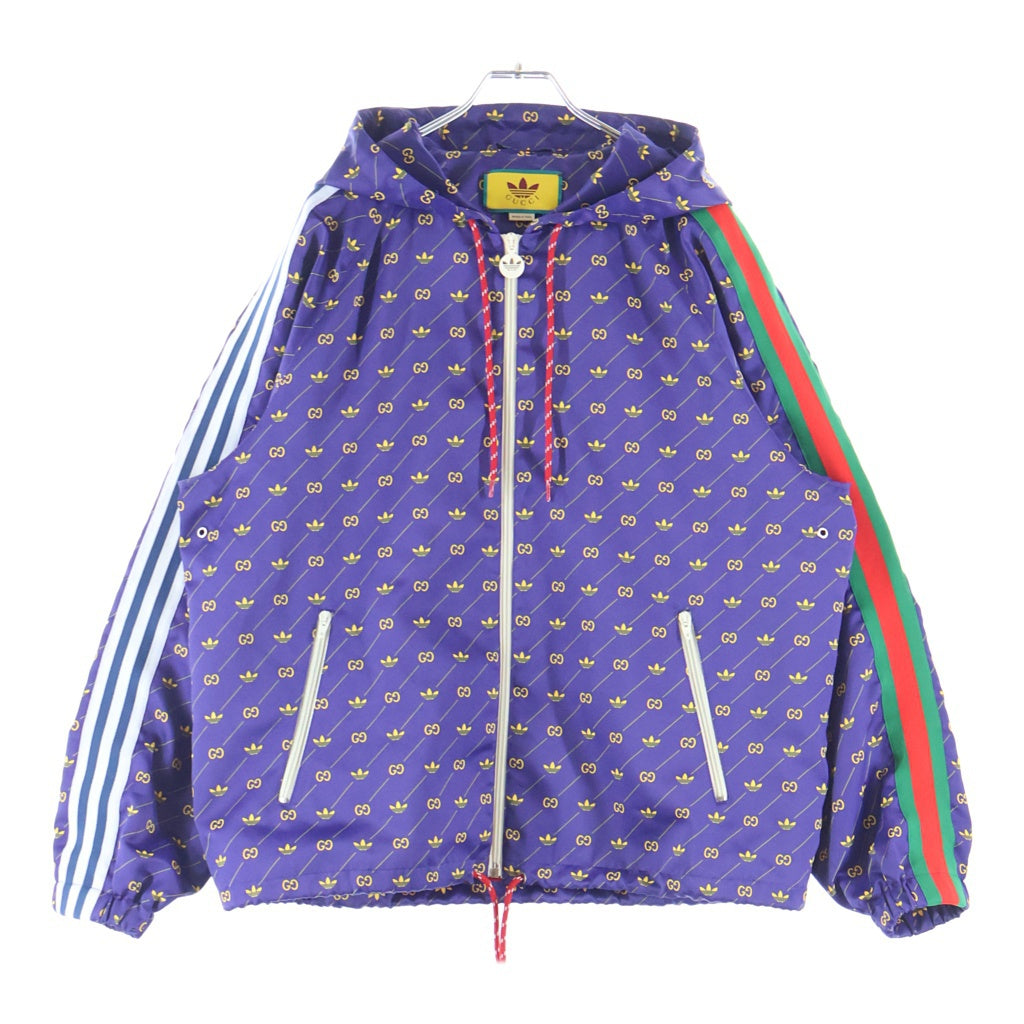 GUCCI(グッチ) ×ADIDAS TREFOIL PRINT JACKET トレフォイルプリントジャケット 691428 ナイロンジャケット ネイビー