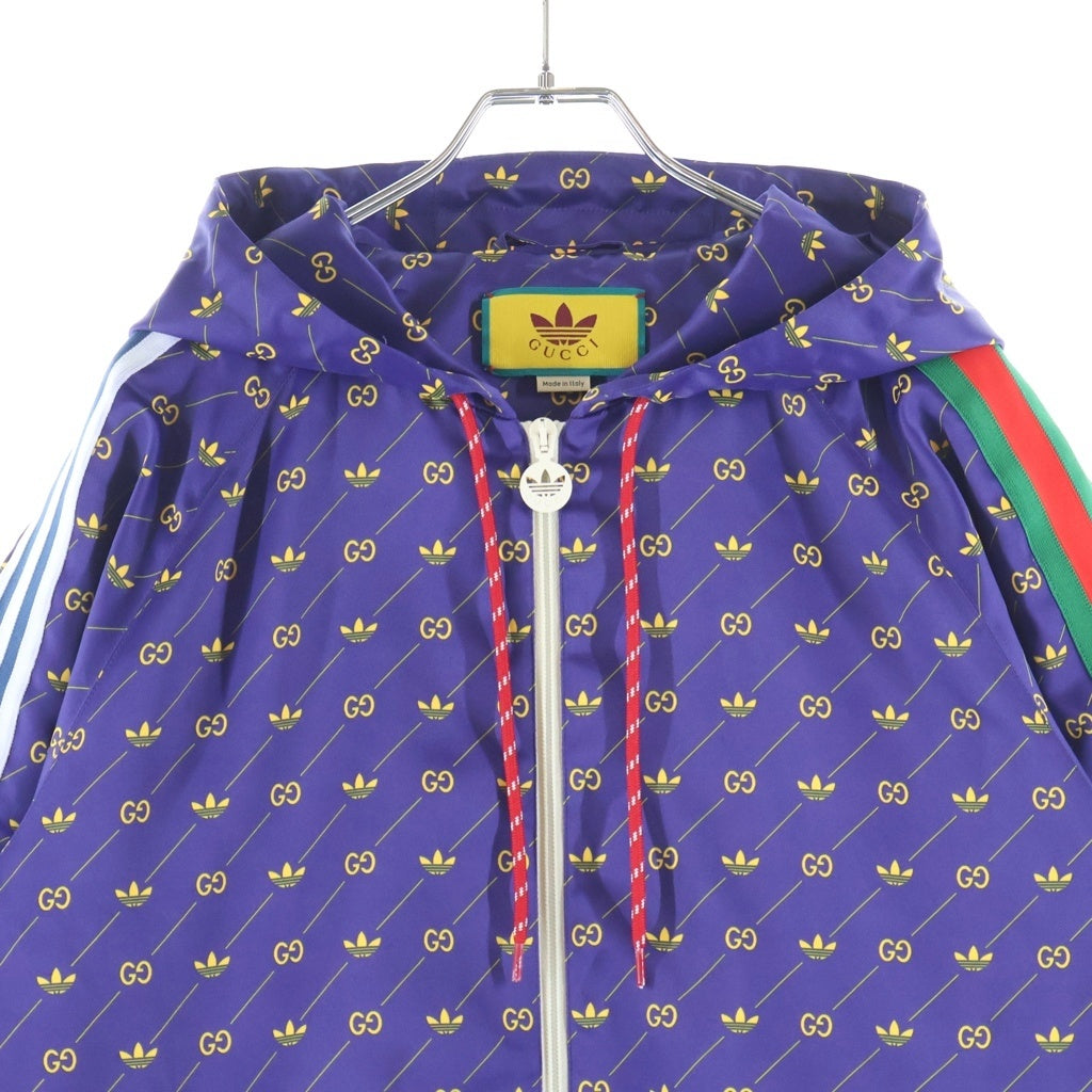 GUCCI(グッチ) ×ADIDAS TREFOIL PRINT JACKET トレフォイルプリントジャケット 691428 ナイロンジャケット ネイビー