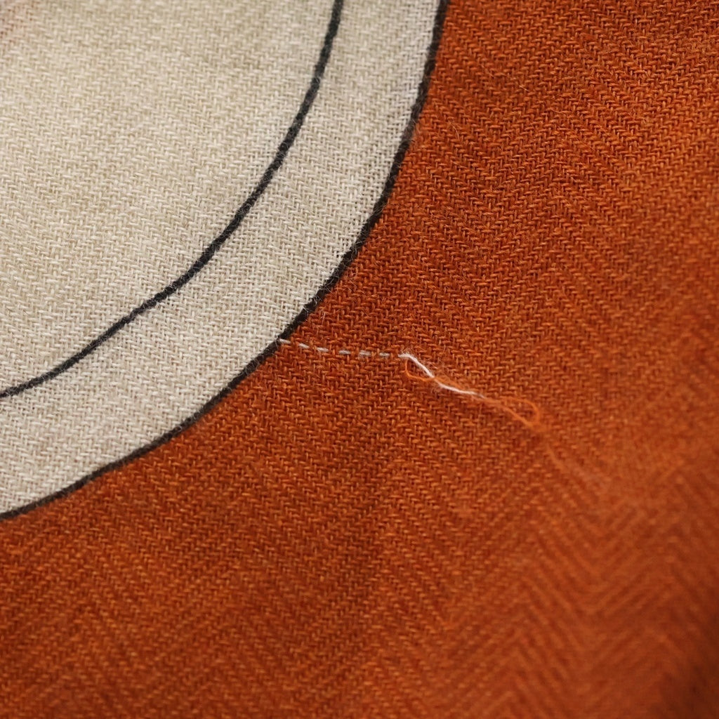 HERMES(エルメス) 23AW レクタングル アンプリムール・フルー カシミヤ シルク エトゥープ フランス製 ストール オレンジ レディース