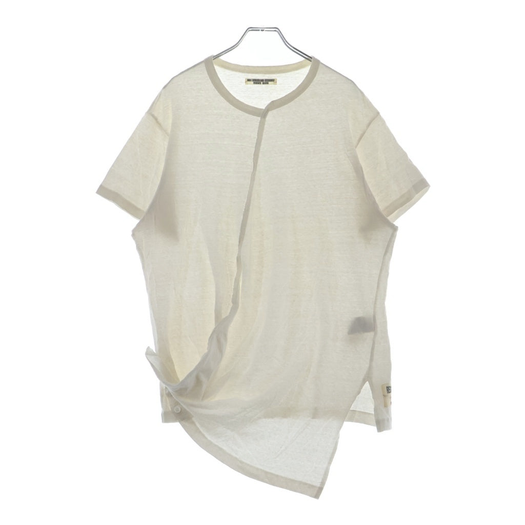 REGULATION Yohji Yamamoto MEN(レギュレーションヨウジヤマモトメン) 19SS アシンメトリー コットンリネン HH-T56-0-070 クルーネックTシャツ ホワイト