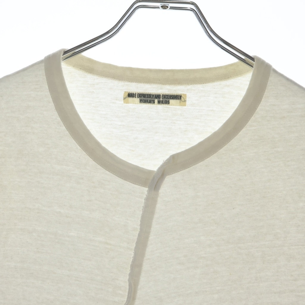 REGULATION Yohji Yamamoto MEN(レギュレーションヨウジヤマモトメン) 19SS アシンメトリー コットンリネン HH-T56-0-070 クルーネックTシャツ ホワイト