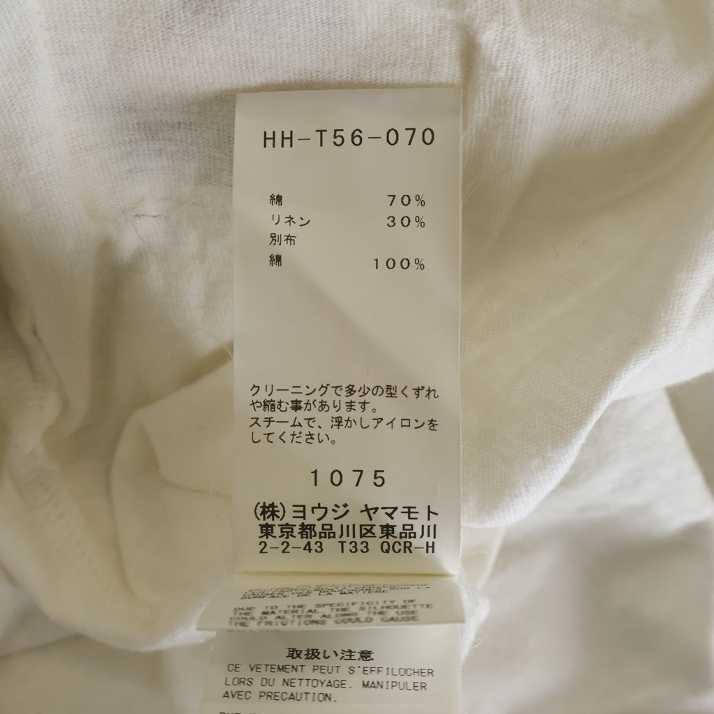 REGULATION Yohji Yamamoto MEN(レギュレーションヨウジヤマモトメン) 19SS アシンメトリー コットンリネン HH-T56-0-070 クルーネックTシャツ ホワイト