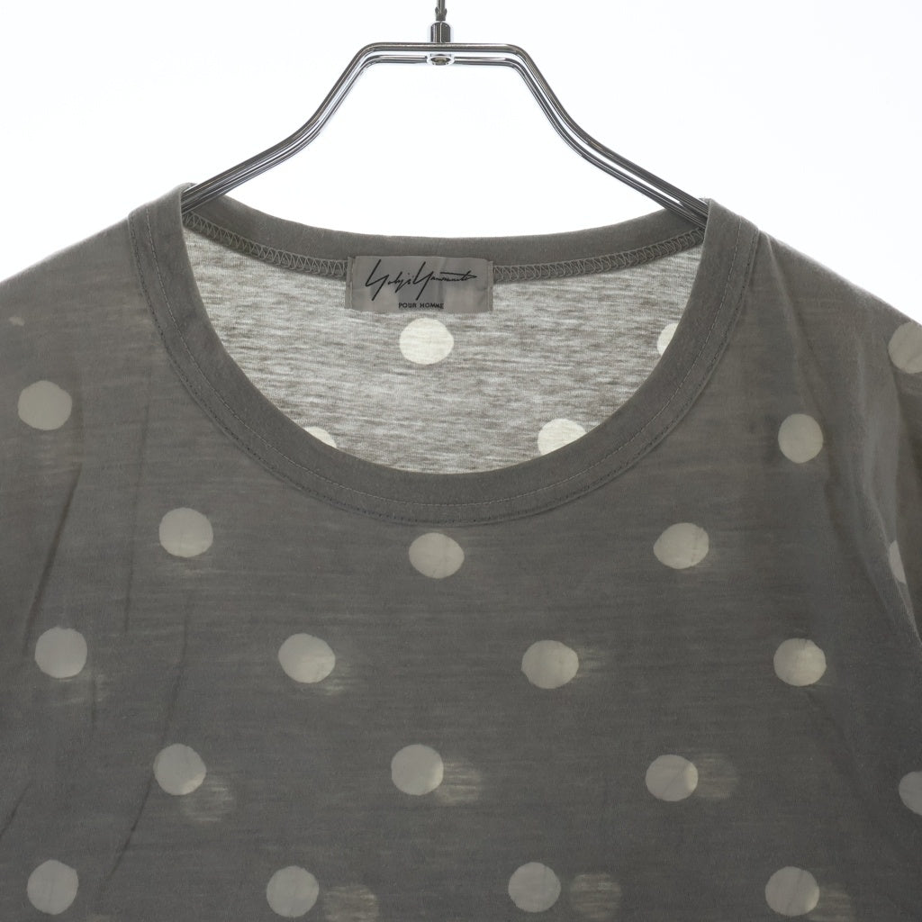 Yohji Yamamoto POUR HOMME(ヨウジヤマモト プールオム) 13SS ドット HX-T02-060 クルーネックTシャツ グレー