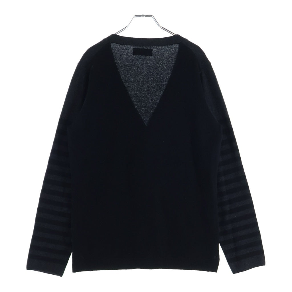 Yohji Yamamoto POUR HOMME(ヨウジヤマモト プールオム) 13AW ボーダー 切替 カシミア HQ-K93-198 カーディガン ブラック