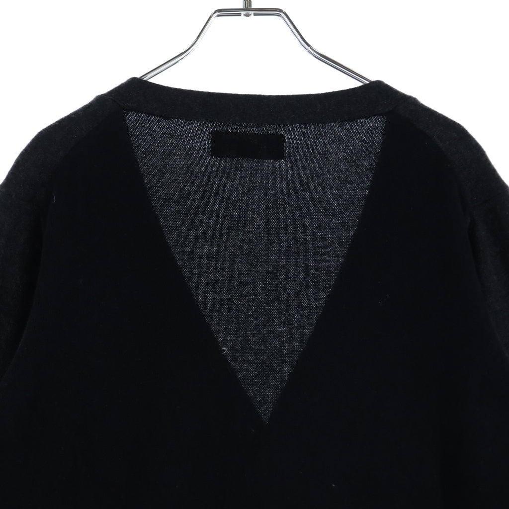 Yohji Yamamoto POUR HOMME(ヨウジヤマモト プールオム) 13AW ボーダー 切替 カシミア HQ-K93-198 カーディガン ブラック