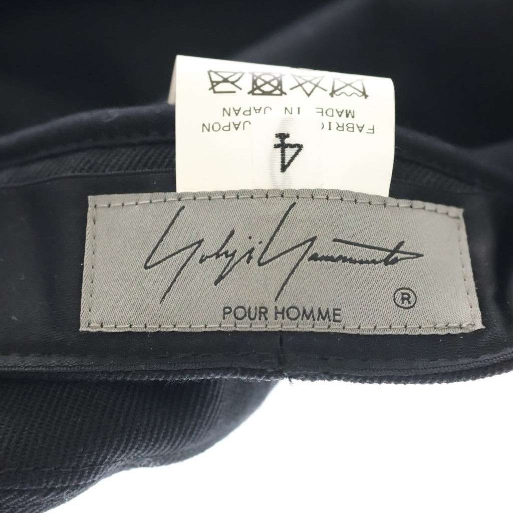Yohji Yamamoto POUR HOMME(ヨウジヤマモト プールオム) 22AW ARMY GABARDINE FISHERMAN'S CAP つば裏レザー ギャバジン HE-H07-101 キャスケット ブラック