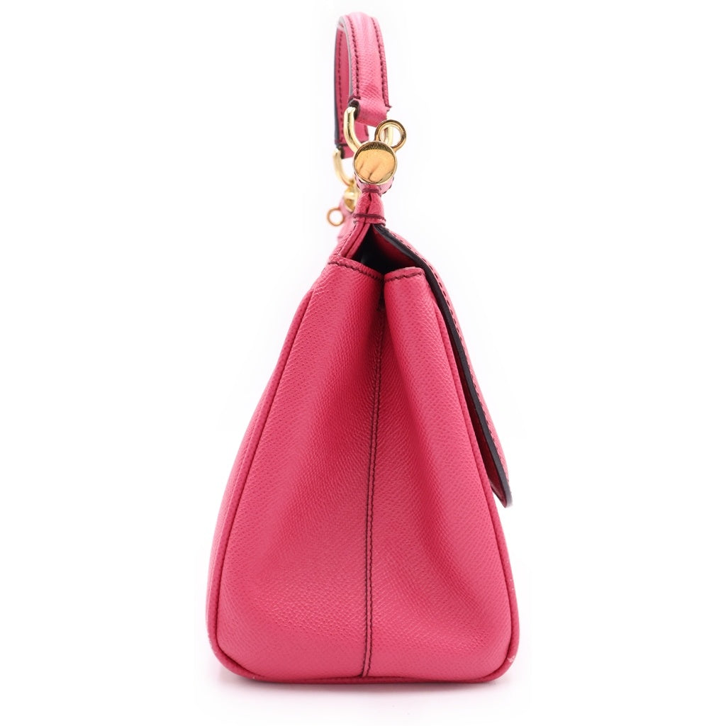 DOLCE & GABBANA(ドルチェアンドガッバーナ) Sicily シシリー トップハンドル グレインレザー ハンドバック ピンク レディース