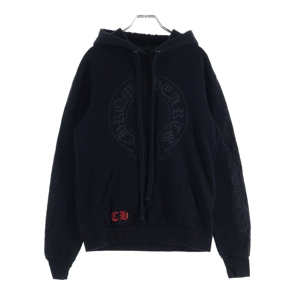 CHROME HEARTS(クロムハーツ) MATTY BOY チョンパーシルバートゥース 袖フローラル ホースシュー プルオーバーパーカー ブラック レディース