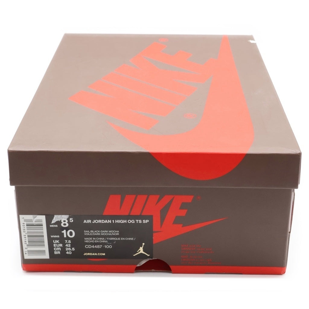 NIKE(ナイキ) ×TRAVIS SCOTT AIR JORDAN 1 RETRO HIGH OG TS SP トラヴィススコット エアジョーダン1 ハイカットスニーカー ブラウン/ホワイト US8.5/26.5cm CD4487-100