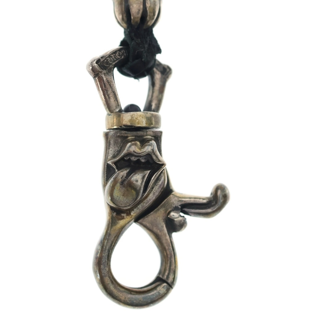 CHROME HEARTS(クロムハーツ) LIPS&TONGUE LANYARS リップ&タン ランヤード クリップホルダー レザーネックレス シルバー/ブラック