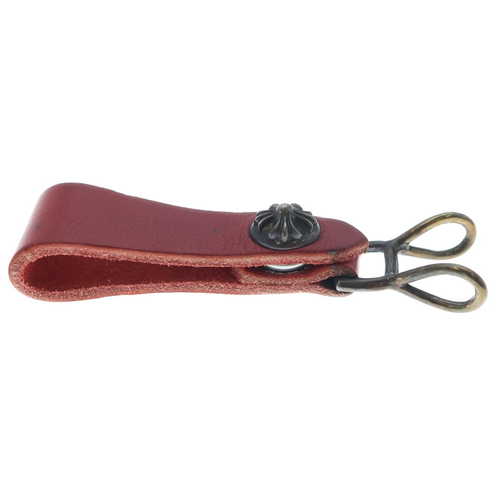 CHROME HEARTS(クロムハーツ) BELT LOOP クロスボールボタンレザーベルトループ シルバー/レッド