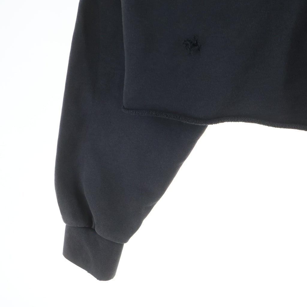ASKYURSELF(アスクユアセルフ) Studded Rhinestone Three Cross Zip Up Hoodie スタッズ クロス 切りっぱなし ジップパーカー ブラック