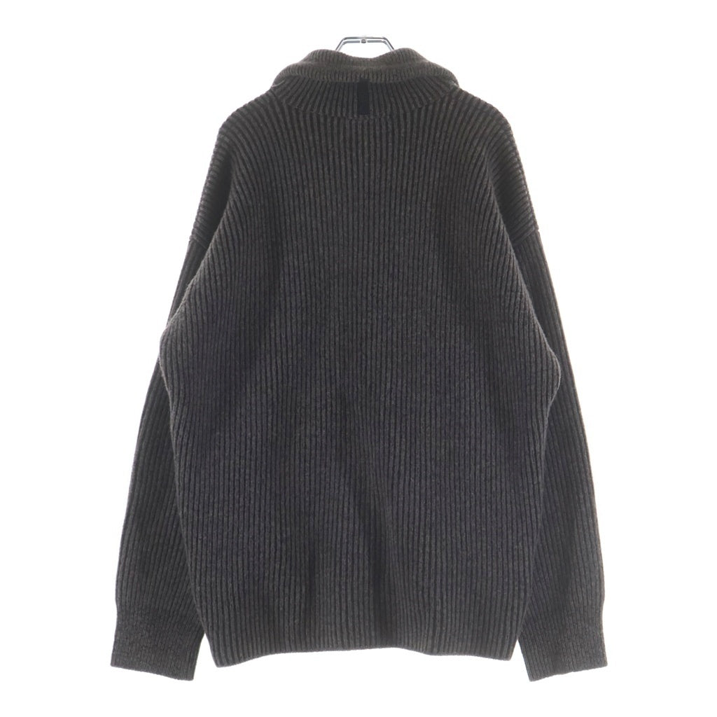 MAISON KITSUNE(メゾンキツネ) Loose-Fit Zip-Up Cardigan ジップアップカーディガン ニットセーター DU00509KT1006 チャコールグレー