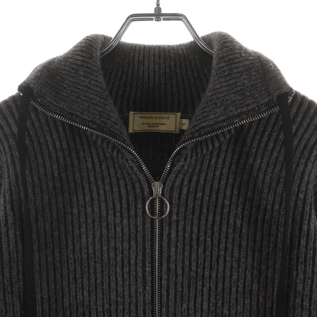 MAISON KITSUNE(メゾンキツネ) Loose-Fit Zip-Up Cardigan ジップアップカーディガン ニットセーター DU00509KT1006 チャコールグレー
