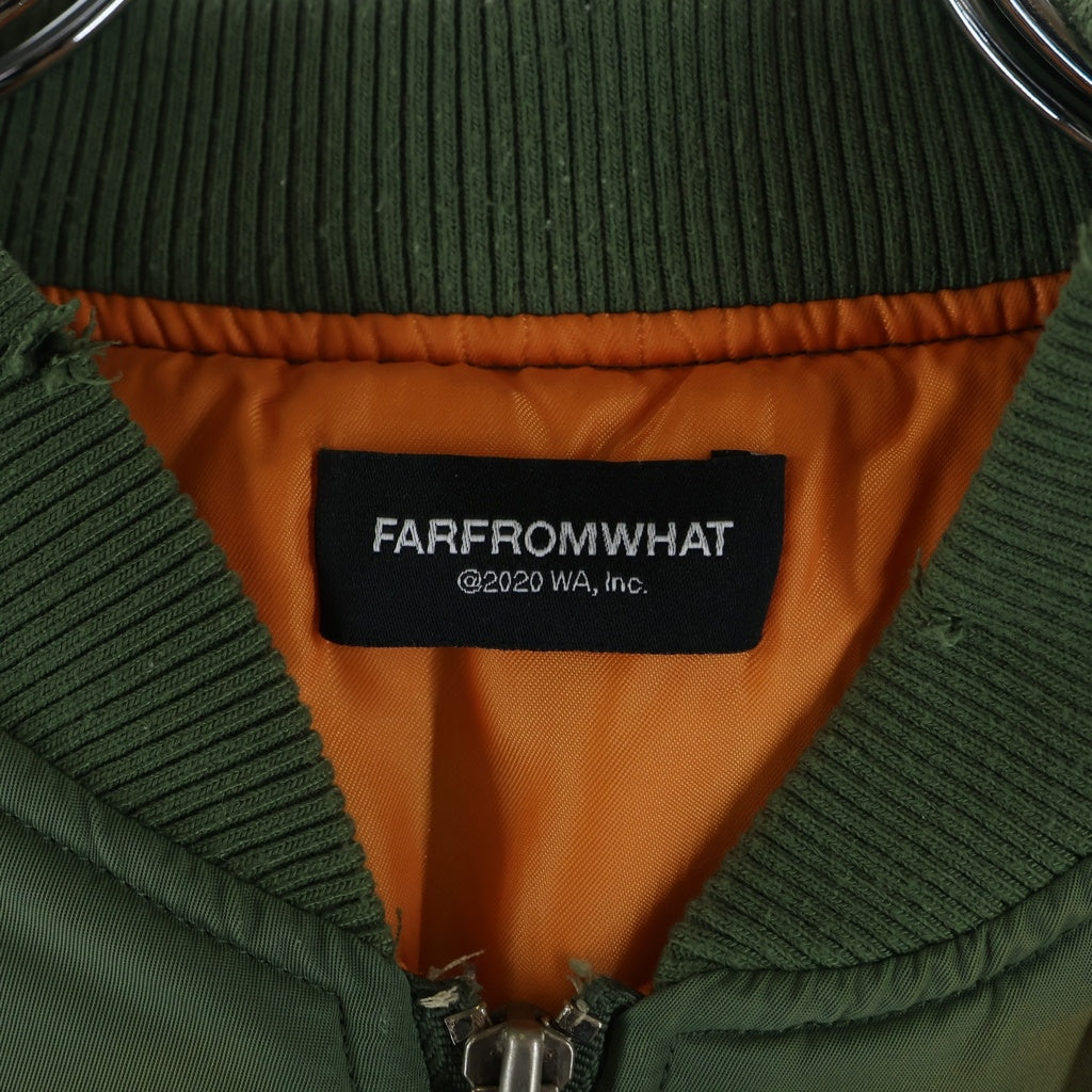 NO BRAND(ノーブランド) FAR FROM WHAT バックグラフィック MA-1 ジャケット カーキ
