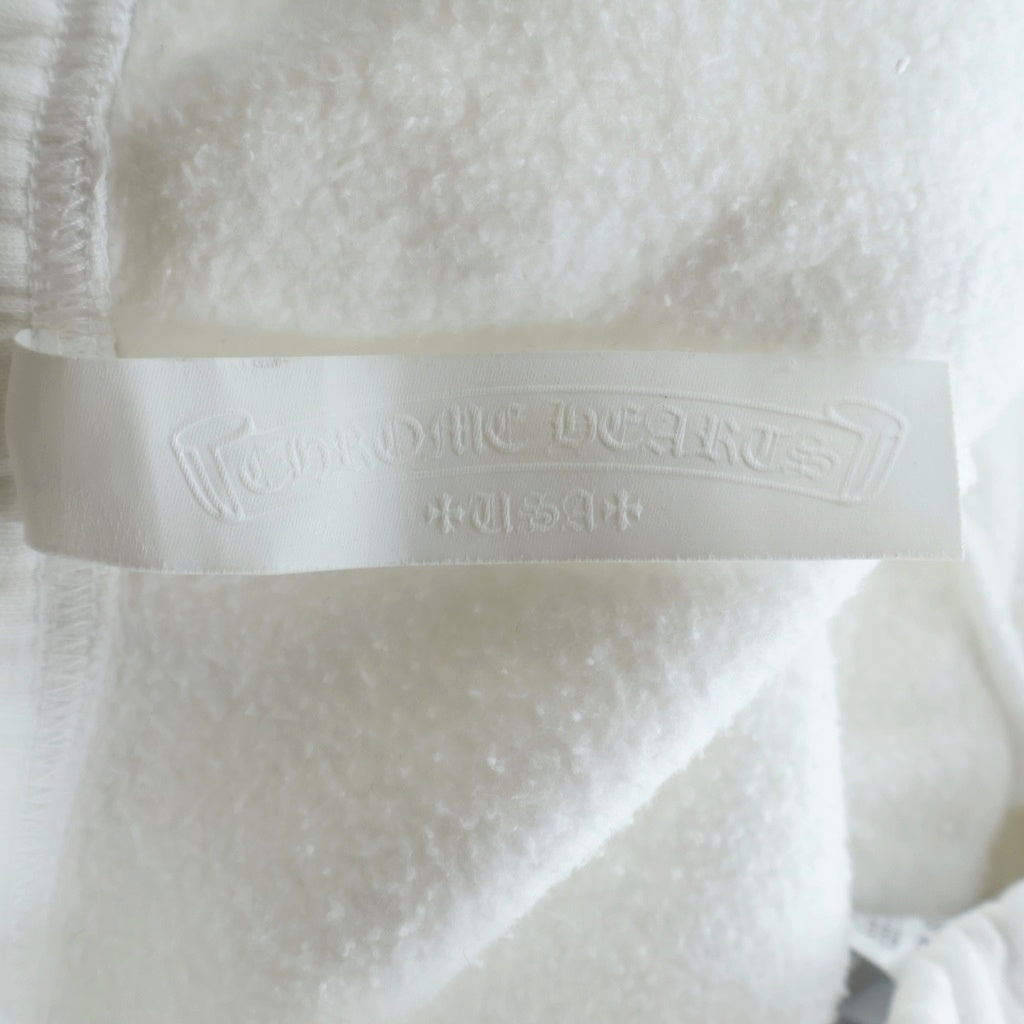 CHROME HEARTS(クロムハーツ) Y Not Multi Leather Cross Patch Sweatpants ワイノット マルチセメタリークロスパッチ エナメル ハラコレザー スウェットパンツ ホワイト