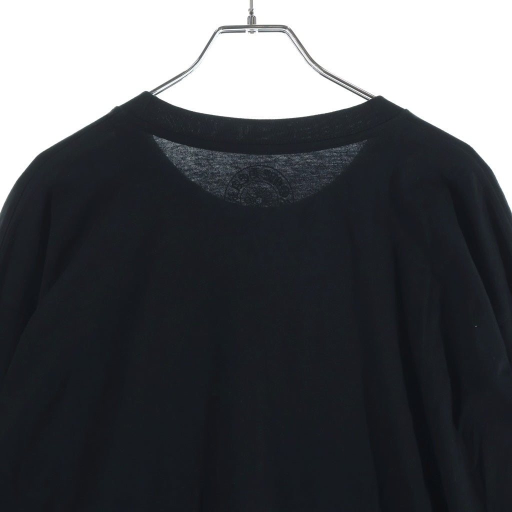 CHROME HEARTS(クロムハーツ) FLRL CRS HORSESHOE L/S 袖フローラルプリント クルーネック長袖Tシャツカットソー ブラック /ピンク
