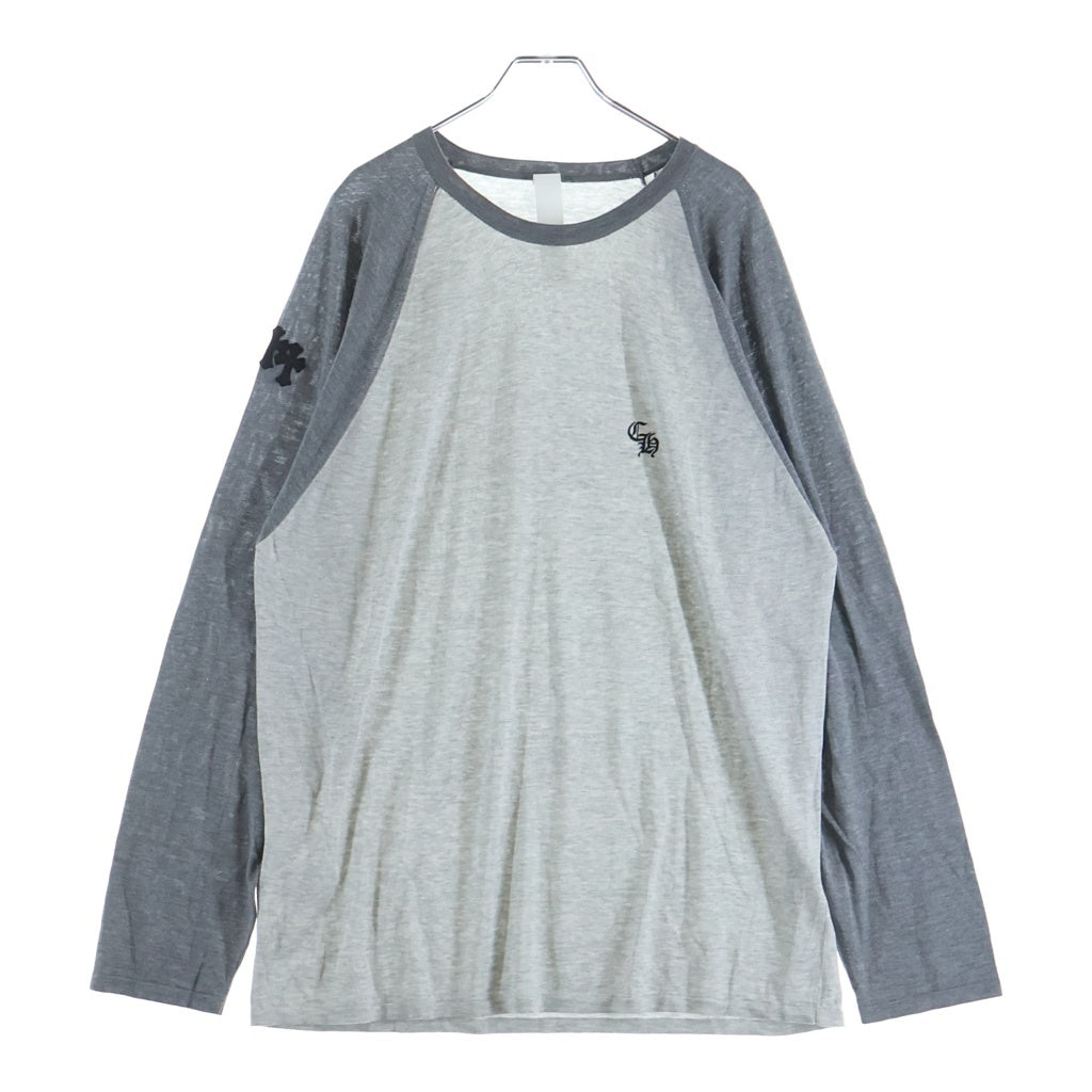 CHROME HEARTS(クロムハーツ) 3CROSS PATCH CH刺繍 ラグランロングスリーブTシャツ グレー