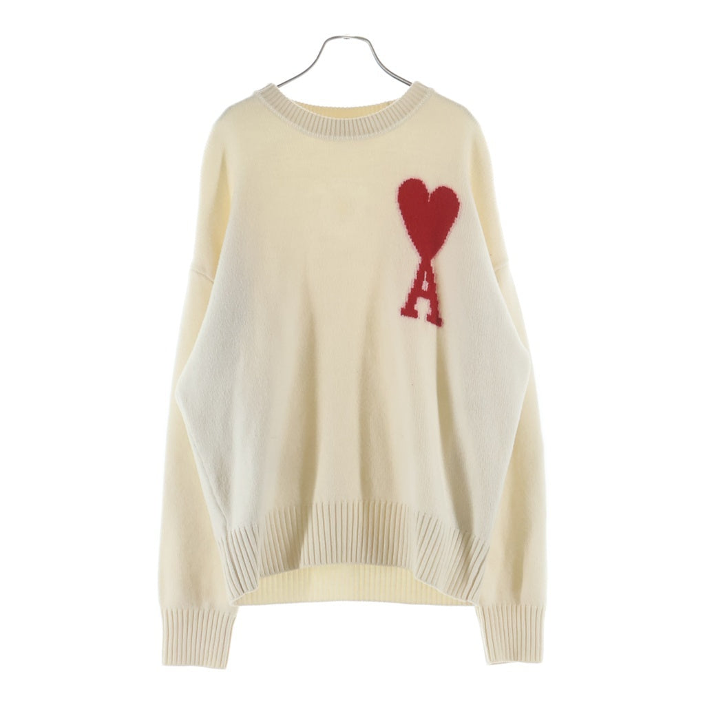 ami paris(アミパリス) AMI DE COEUR CREW NECK SWEATER アミ ドゥ クール クルーネック ニット セーター アイボリー UKS002.018