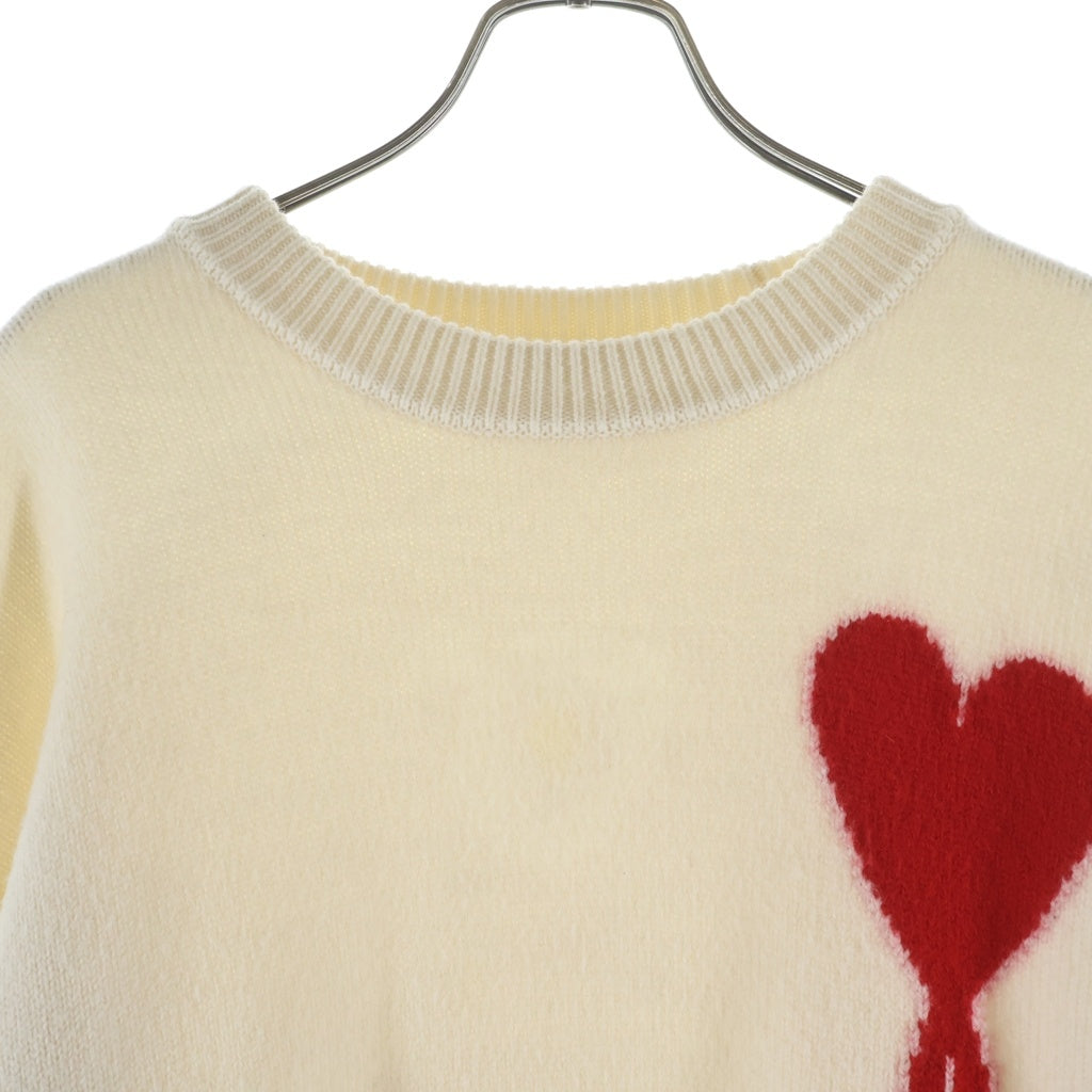 ami paris(アミパリス) AMI DE COEUR CREW NECK SWEATER アミ ドゥ クール クルーネック ニット セーター アイボリー UKS002.018