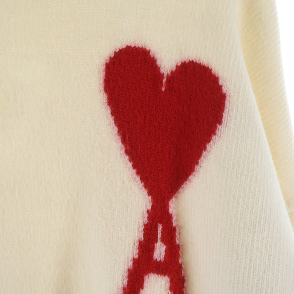 ami paris(アミパリス) AMI DE COEUR CREW NECK SWEATER アミ ドゥ クール クルーネック ニット セーター アイボリー UKS002.018