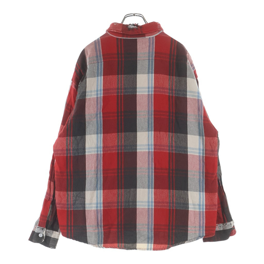 SAINT MICHAEL(セントマイケル) 25AW FLANNEL SHIRT SM-HR1-0000-043 ダメージ加工 長袖フランネルシャツ レッド