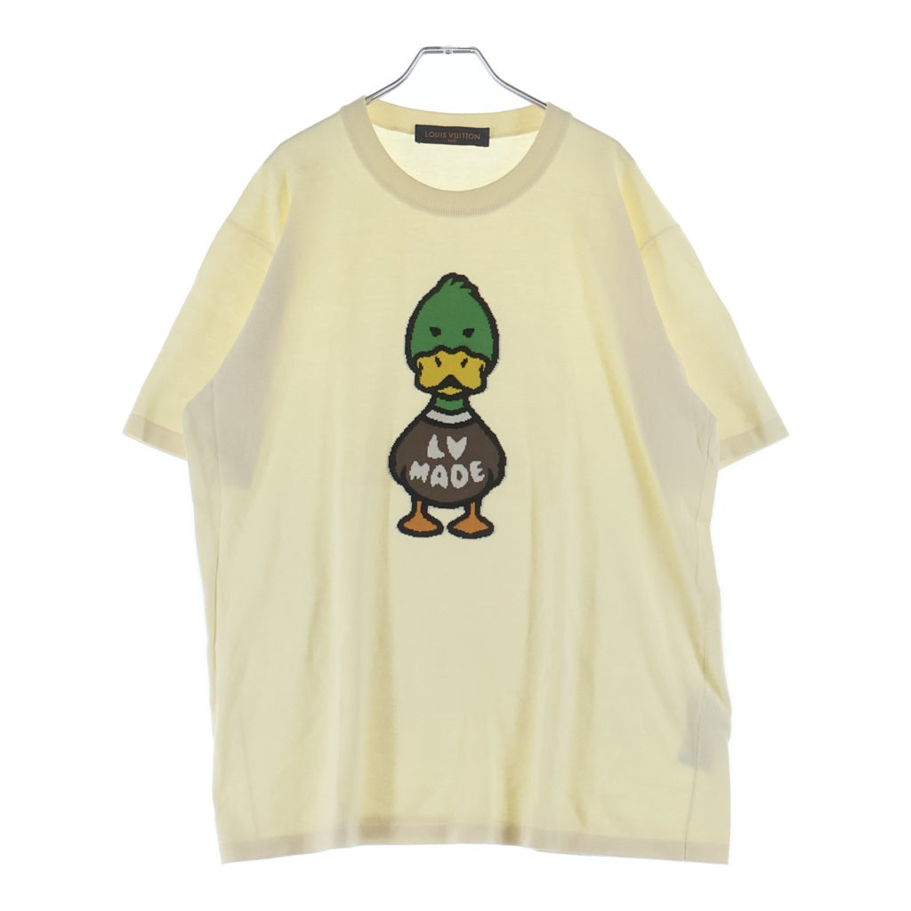 LOUIS VUITTON(ルイヴィトン) 22SS×NIGO LV MADE Intarsia Duck Knit Tee ニゴー LVメイド ダック刺繍 インタルシアジャカードニット半袖セーターアイボリー RM221M F96 HMN04W
