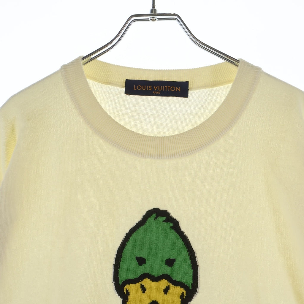 LOUIS VUITTON(ルイヴィトン) 22SS×NIGO LV MADE Intarsia Duck Knit Tee ニゴー LVメイド ダック刺繍 インタルシアジャカードニット半袖セーターアイボリー RM221M F96 HMN04W
