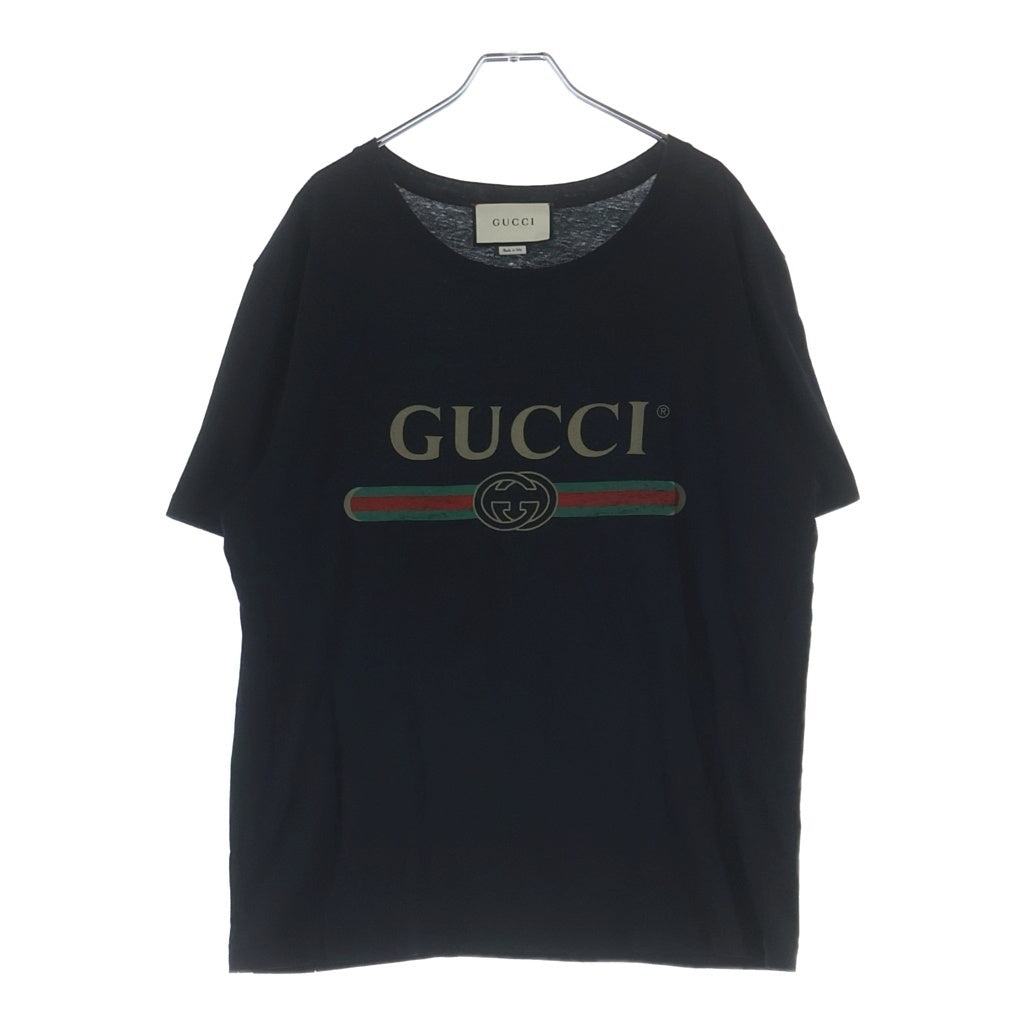 GUCCI(グッチ) ロゴプリント クルーネック半袖Tシャツカットソー ブラック 4401013-X3F05