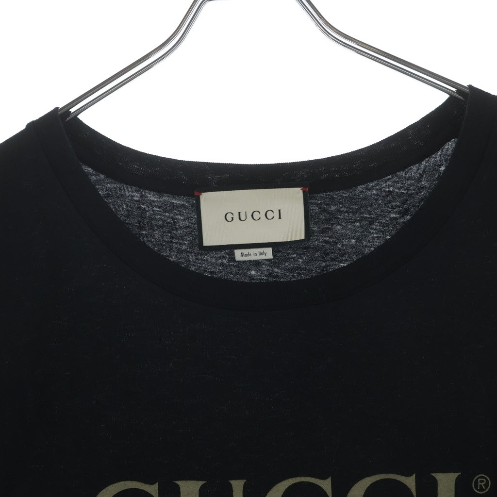 GUCCI(グッチ) ロゴプリント クルーネック半袖Tシャツカットソー ブラック 4401013-X3F05