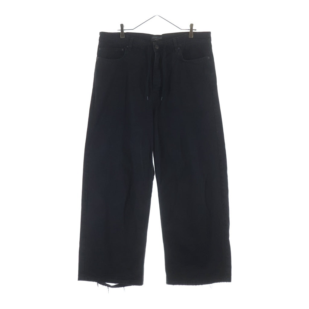 BALENCIAGA(バレンシアガ) 24SS ドローコード ダメージ ライトバギーデニムパンツ ブラック 786643 TQW54