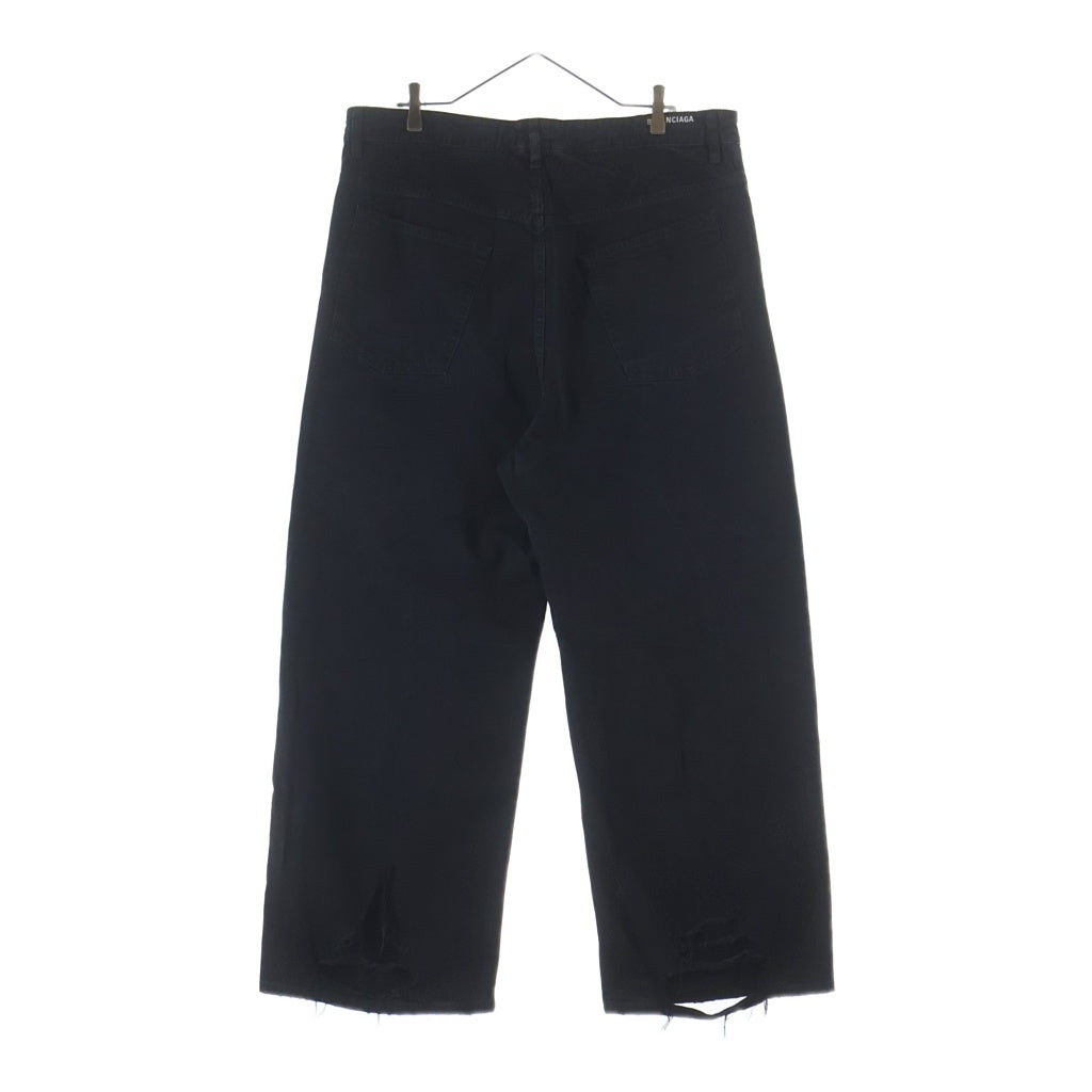 BALENCIAGA(バレンシアガ) 24SS ドローコード ダメージ ライトバギーデニムパンツ ブラック 786643 TQW54