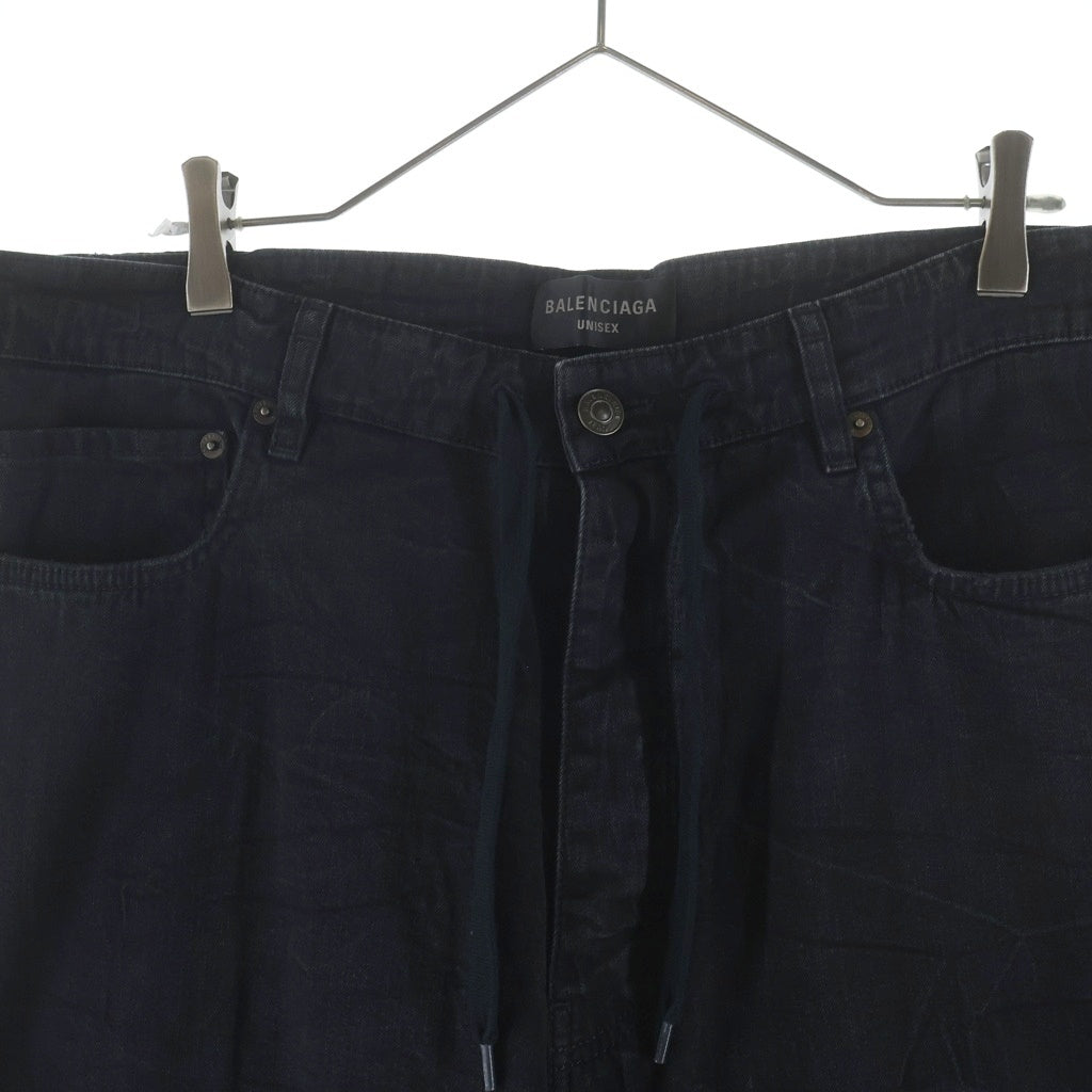 BALENCIAGA(バレンシアガ) 24SS ドローコード ダメージ ライトバギーデニムパンツ ブラック 786643 TQW54