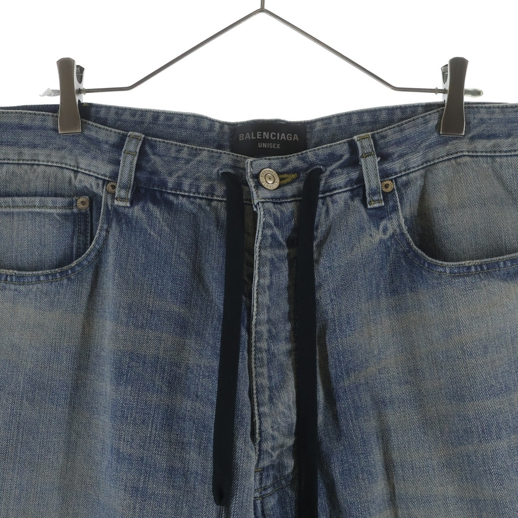 BALENCIAGA ドローコード バギー デニム ジーンズ BALENCIAGA(バレンシアガ) ドローコード ツイストバギーデニムパンツ