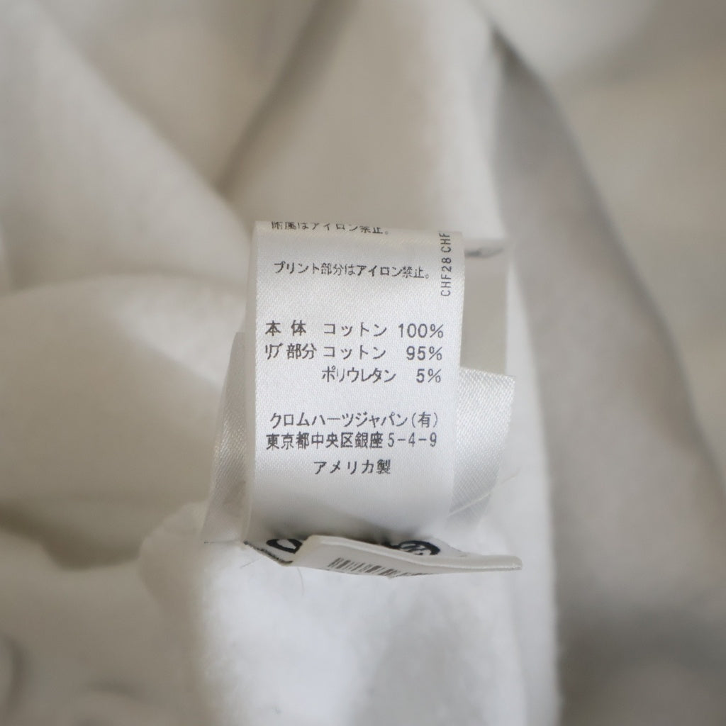CHROME HEARTS(クロムハーツ) SWTSHRT HD ZIP 袖ロゴ バックスクロールラベルプリント ジップアップパーカー ホワイト