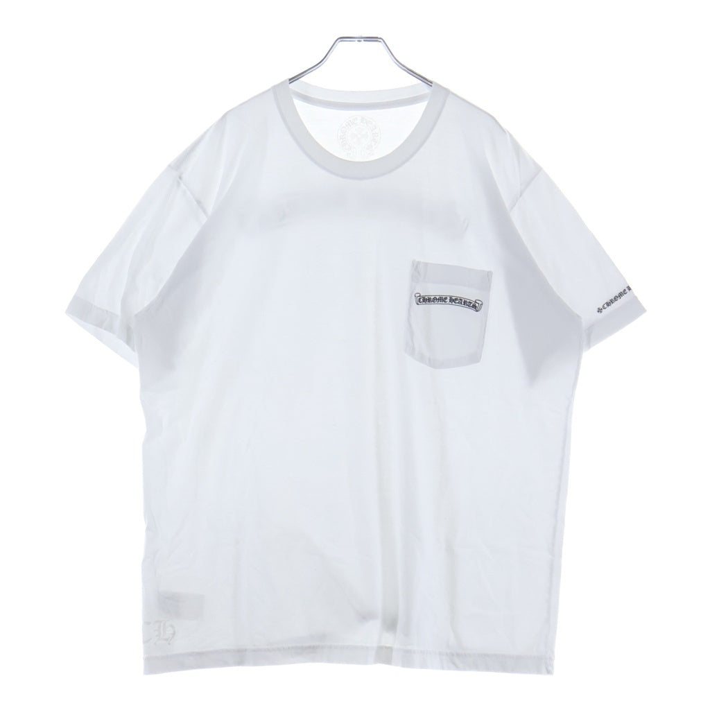 CHROME HEARTS(クロムハーツ) SCROLL LABEL T-SHIRT スクロールラベルプリント クルーネックポケット半袖Tシャツ ホワイト