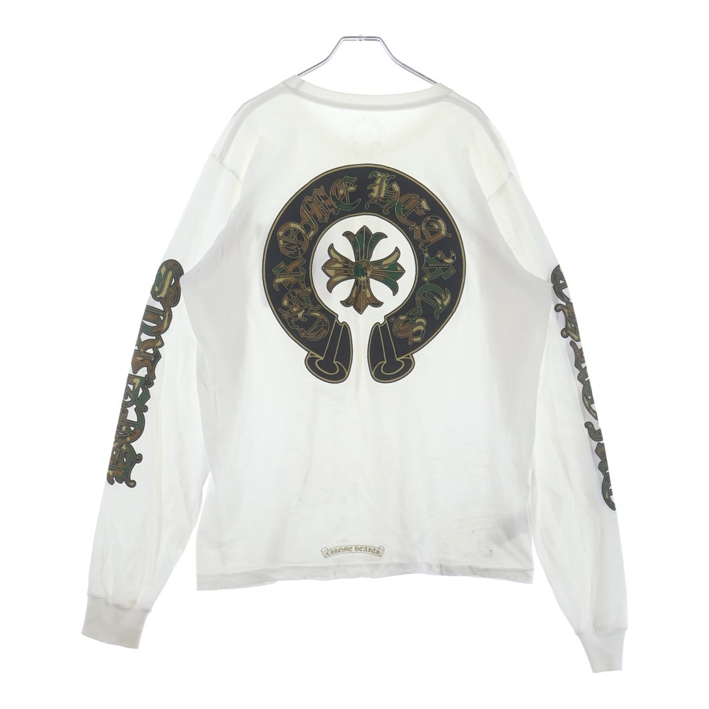 CHROME HEARTS(クロムハーツ) CAMO HORSE SHOE カモホースシュー バックプリント長袖Tシャツ ホワイト