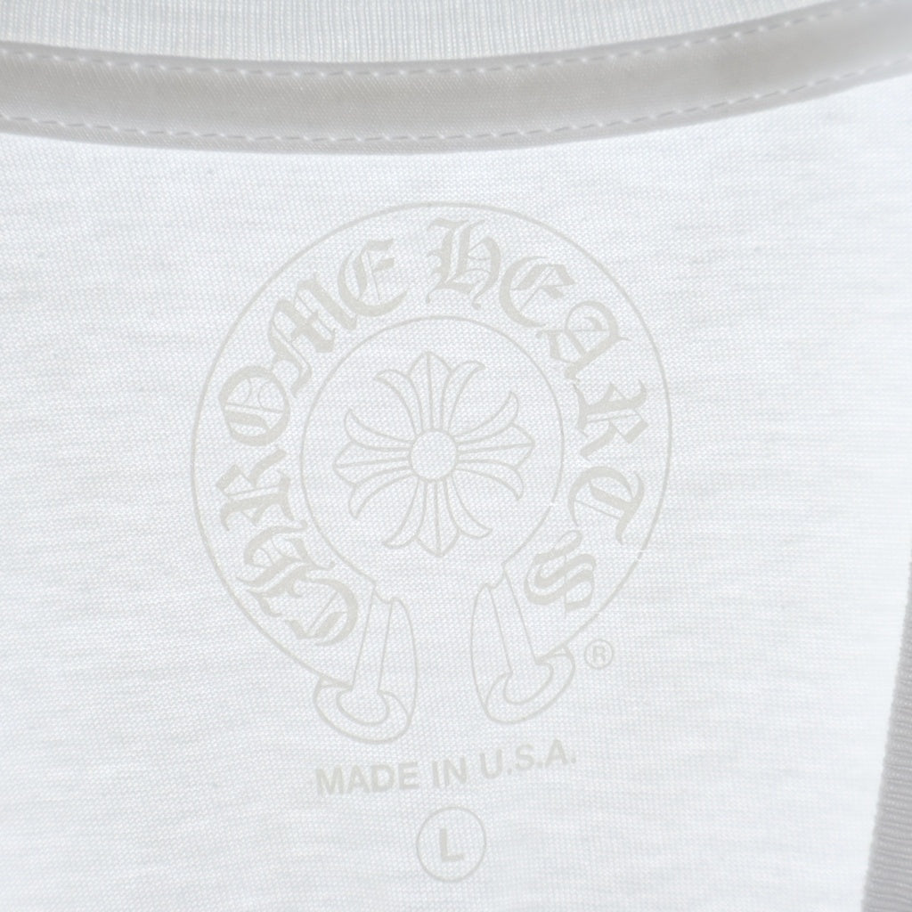 CHROME HEARTS(クロムハーツ) Neck Logo S/S Tee ネックロゴプリント クルーネック 半袖Tシャツ カットソー ホワイト/ブルー