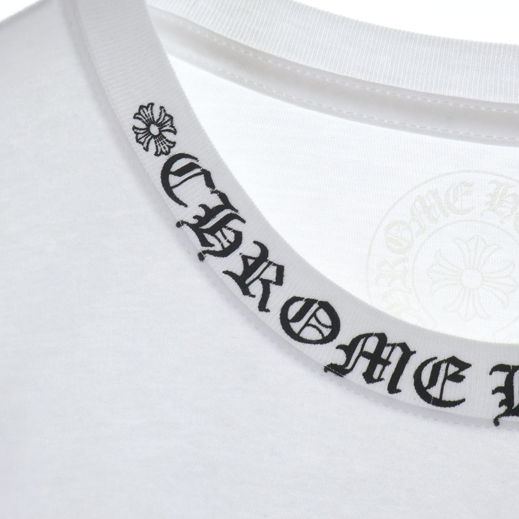 CHROME HEARTS(クロムハーツ) CH LS NECK LOGO ネックロゴプリント 袖ロゴ 長袖Tシャツ ロングスリーブカットソー ホワイト