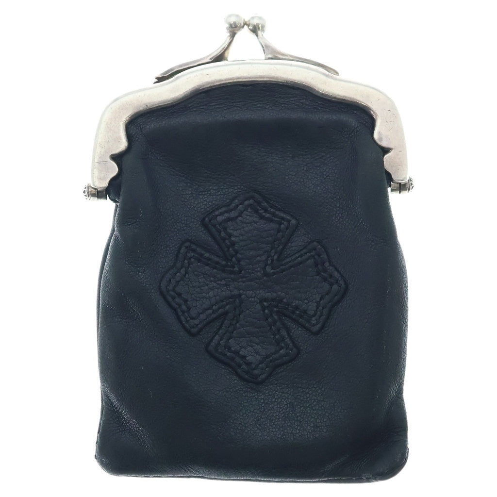 CHROME HEARTS(クロムハーツ) KISS LOCK CHプラス ソフトレザー がま口 コインケース ミニウォレット キスロック ブラック