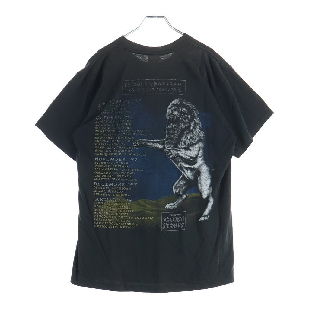 VINTAGE(ヴィンテージ) 90s The Rolling Stones Bridges to Babylon ローリングストーンズ ブリッジズトゥバビロン 裾袖シングル クルーネックTシャツ ブラック
