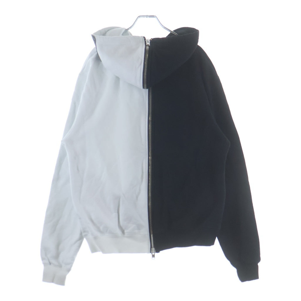 STAMPD スタンプド HAFT HOODIE ツートンカラー ジップハーフ フーディーパーカー ホワイト/ブラック STAMPD(スタンプド) HAFT HOODIE ツートンカラー ジップハーフ