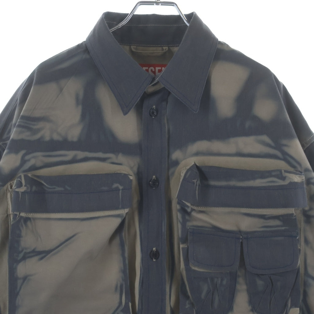 DIESEL(ディーゼル) 24SS S-CADD Oversized printed denim shirt オーバーサイズ プリントデニムシャツ A121570QHAY ネイビー/ブラウン