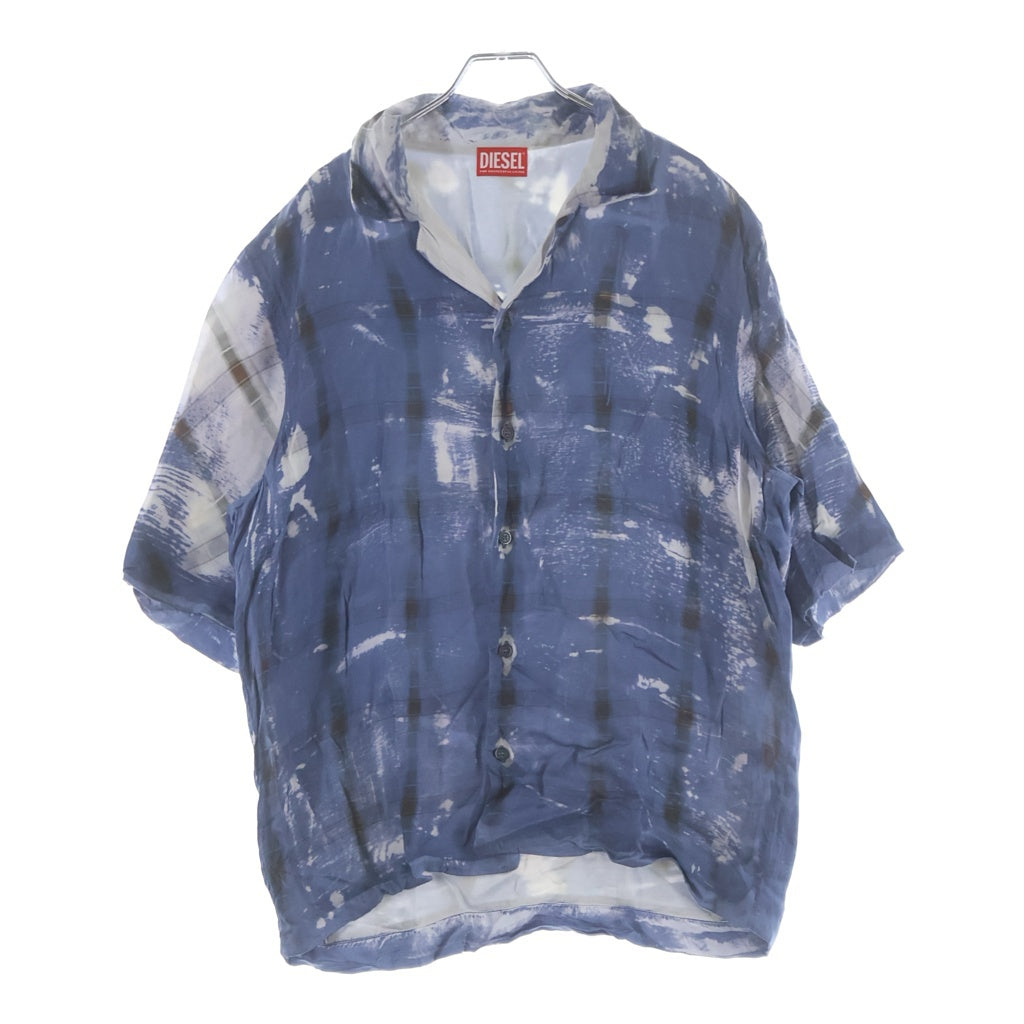 DIESEL(ディーゼル) 26SS S-BRICK X-ray effect check shirt X線エフェクト チェック半袖シャツ A234980JMCC ブルー