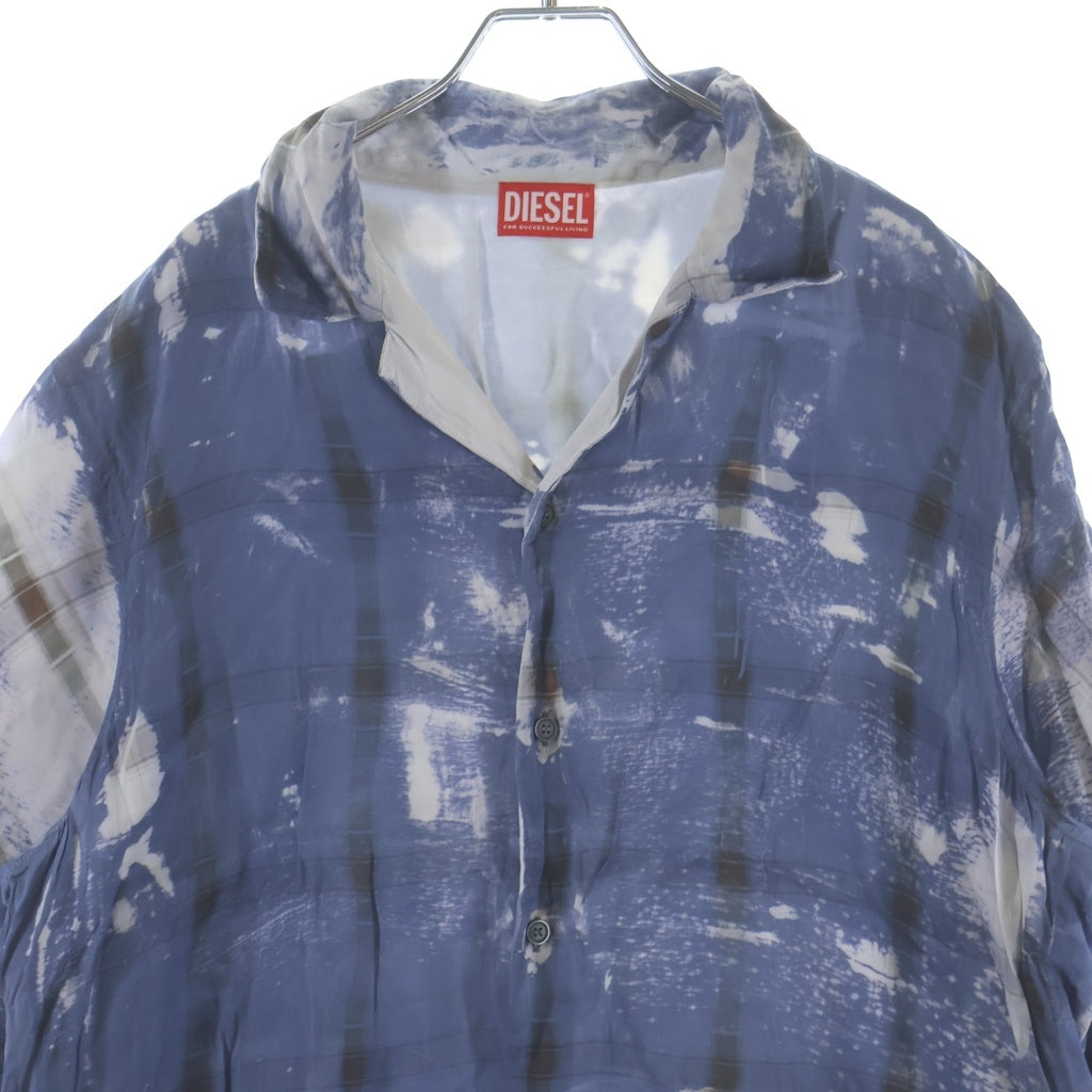 DIESEL(ディーゼル) 26SS S-BRICK X-ray effect check shirt X線エフェクト チェック半袖シャツ A234980JMCC ブルー