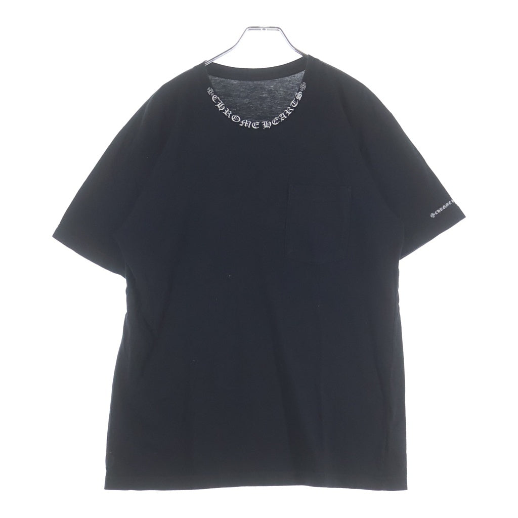 CHROME HEARTS(クロムハーツ) Neck Logo ネックロゴ クルーネック半袖Tシャツカットソー ブラック