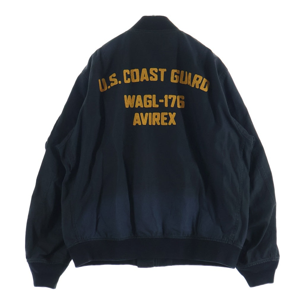 AVIREX(アヴィレックス) COTTON LIGHT MA-1 U.S.COAST GUARD コーストガード 刺繍 フライトジャケット ブラック