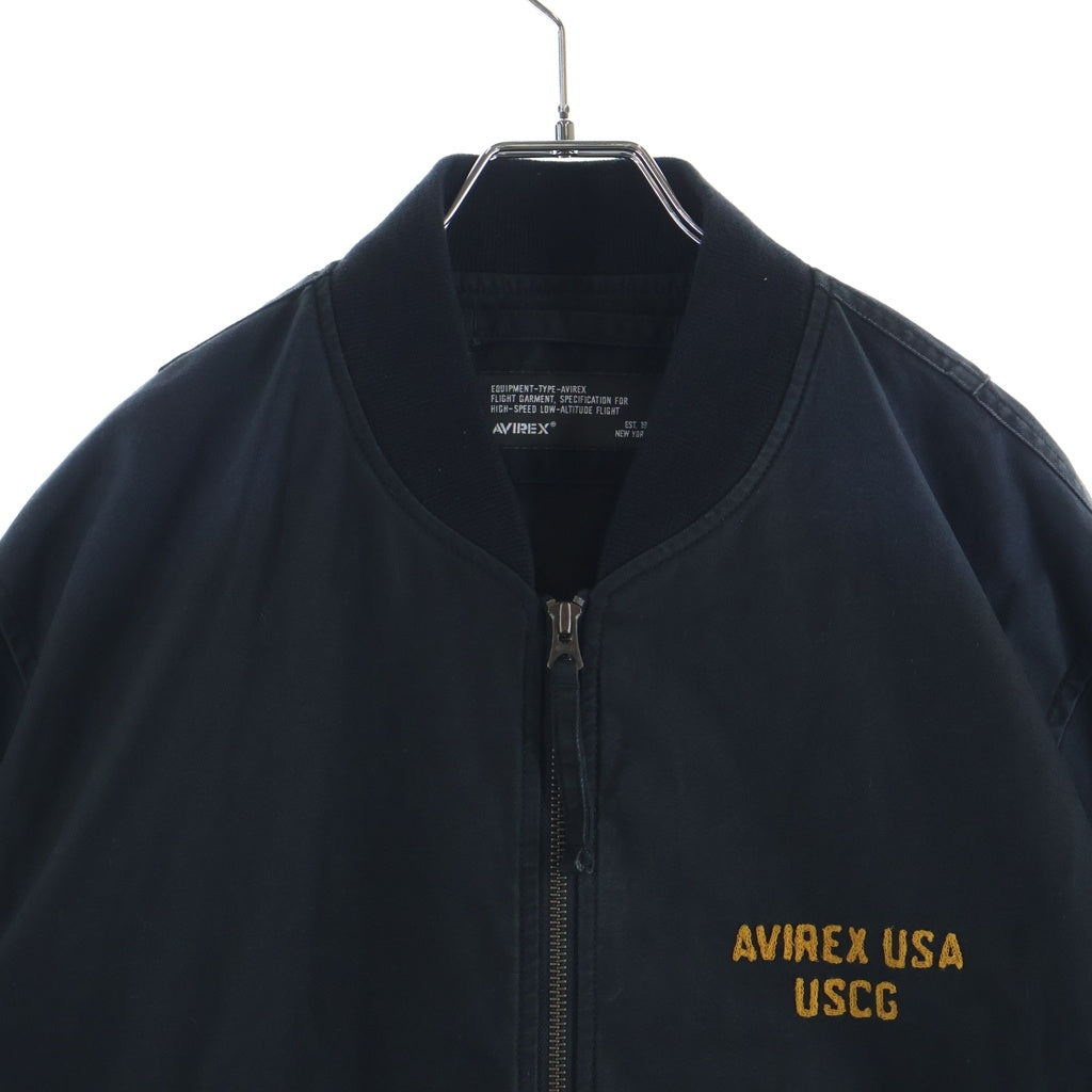 AVIREX(アヴィレックス) COTTON LIGHT MA-1 U.S.COAST GUARD コーストガード 刺繍 フライトジャケット ブラック